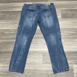 Vintage Y2K AKDMKS Blue Jeans Mens 42x32 Baggy Skate Embroidered Cyber Goth Fade